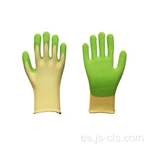 Serie de jardín Guantes de látex de espuma de color verde nylon amarillo